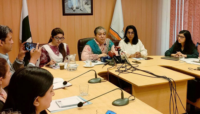 National Commission on the Status of Women (NCSW) Chairperson Ume Laila Azhar (centre) addressing a press conference on June 4, 2025. — Facebook@ncswpk