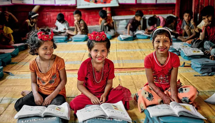 Rohingya girls inside the Mukti learning center. —UNICEF/File