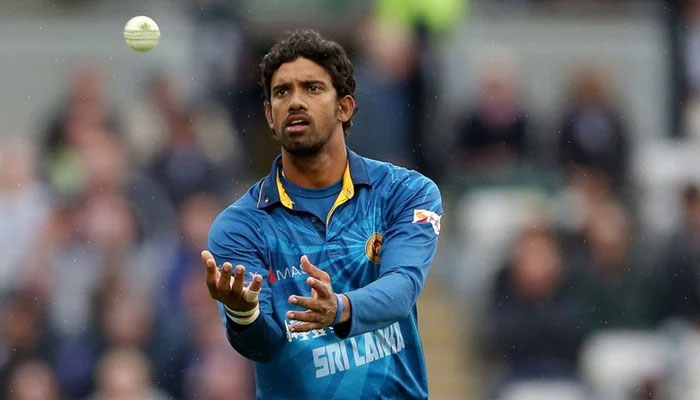 Sachithra Senanayake in action during the 5th ODI.—AFP/File