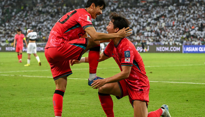 South Korea celebrate their second goal in Basra. — AFP/File