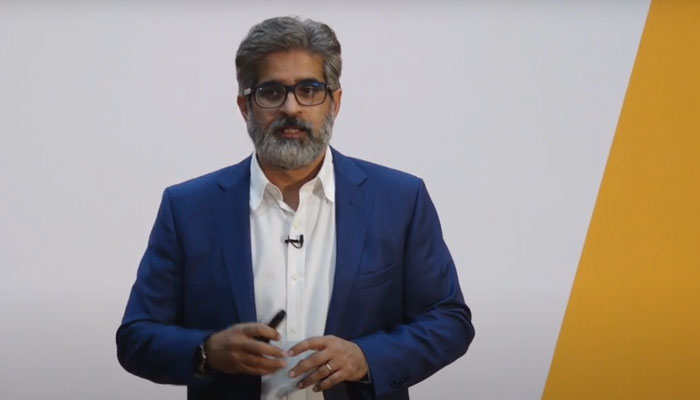 Aamir Ibrahim, CEO of Jazz, speaks at an event. — Screengrab via YouTube@@lahoreuniversityofmanagement/File