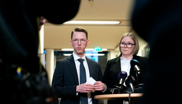 State prosecutors Eli Reberg Nessimo and Rikhard Haugen Lyng (left) during a press conference after the trial. — AFP/File