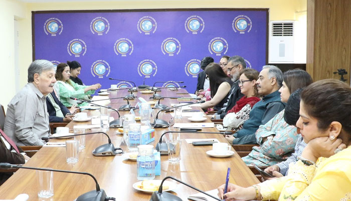 Shafqat Kakakhel, Chairperson, BoG, addresses an event at the Institute of Strategic Studies Islamabad (ISSI) on June 5, 2025. — Facebook@Institute.of.Strategic.Studies.Islamabad