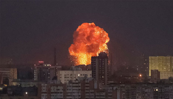 Fire erupting after a strike in Kyiv on September 2, 2024. — Reuters
