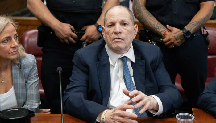 Former Hollywood film producer Harvey Weinstein appears in Manhattan criminal court during his rape and sexual assault re-trial in New York . —AFP/File