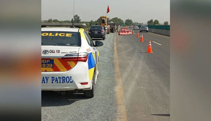 This representational image shows an NH&MP vehicle parked near the road. — Facebook@National Highways & Motorway Police-NHMP/File