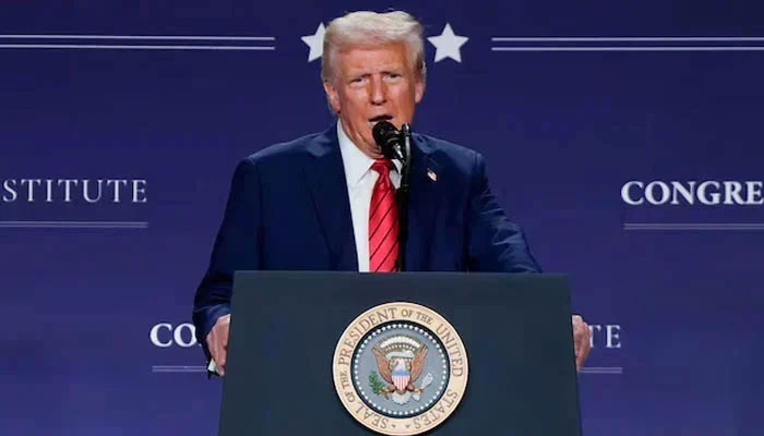 US President Donald Trump speaks during a House Republican members conference meeting in Trump National Doral resort, in Miami, Florida, US January 27, 2025. — Reuters