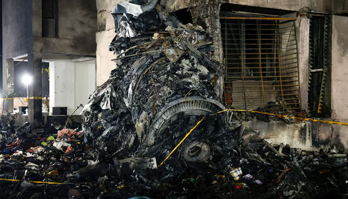 A view shows the wreckage of an Air India aircraft, bound for Londons Gatwick Airport, which crashed during take-off from an airport in Ahmedabad, India June 12, 2025.—Reuters