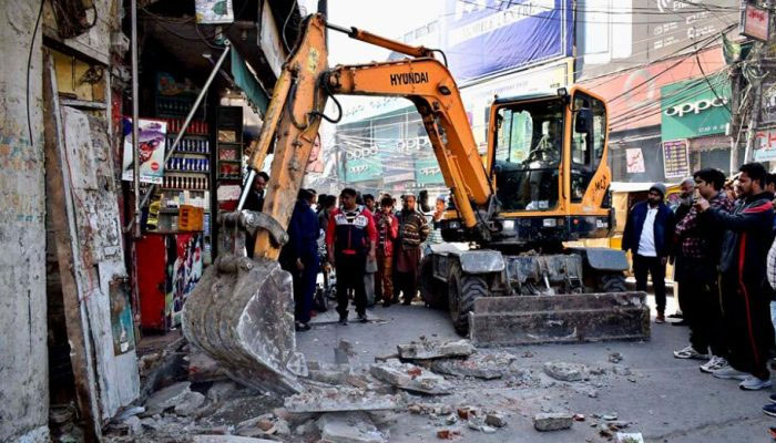 An encroachment operation underway in Lahore. —APP/File