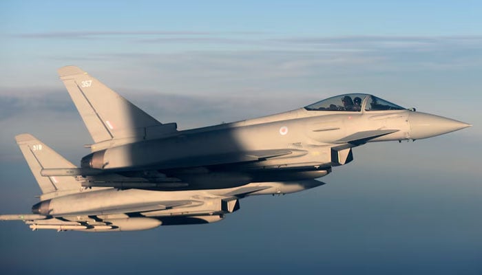 British Royal Air Forces Typhoon Eurofighter jets fly over Britain, January 14, 2020. — Reuters