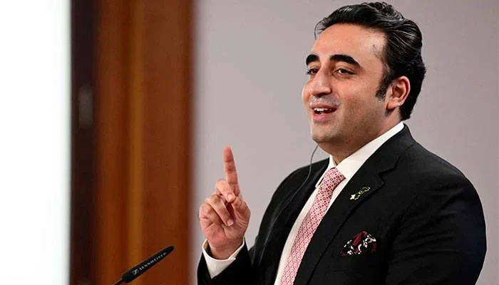 Pakistan Peoples Party Chairman Bilawal Bhutto-Zardari addresses a press conference on October 7, 2023. — AFP/File