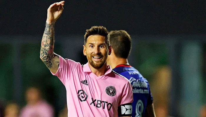 Lionel Messi of Inter Miami CF reacts during the second half of the Leagues Cup 2023 match between Cruz Azul and Inter Miami CF at DRV PNK Stadium on July 21, 2023, in Fort Lauderdale, Florida. — AFP