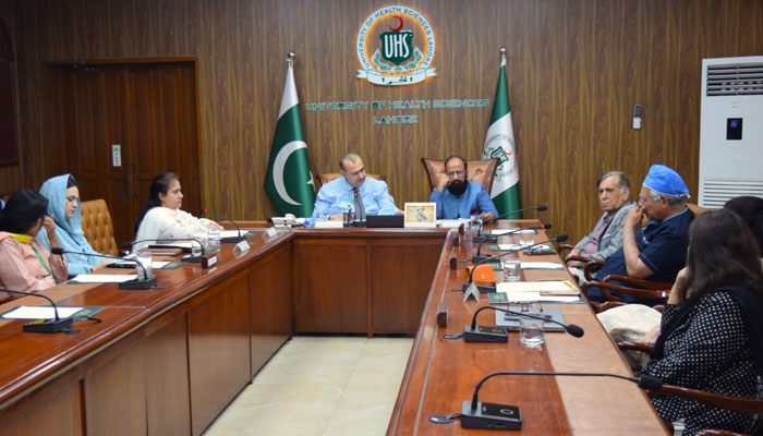 An image of the 89th meeting of the Syndicate of the University of Health Sciences (UHS) Lahore on June 16, 2025. — Facebook@uhs.lhrofficial