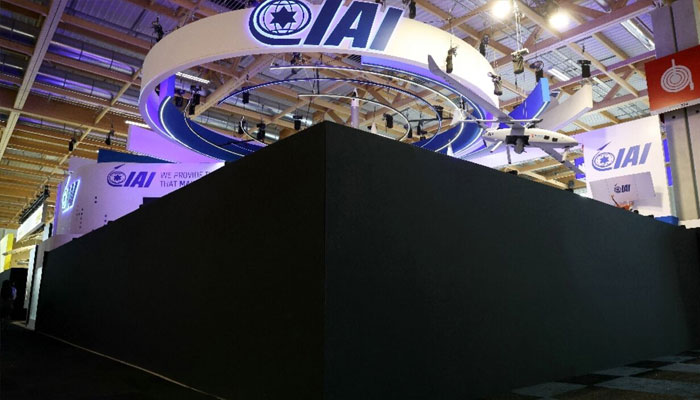 Black walls were installed around the stands of five Israeli defence firms at the trade fair in Le Bourget . —AFP/File