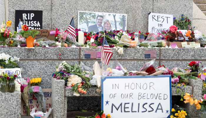 Flowers and hand-written messages sit at a memorial outside the Minnesota State Capitol in honor of Democratic state assemblywoman Melissa Hortman and her husband Mark, after a gunman killed them, in St Paul, Minnesota, US, June 15, 2025.—Reuters