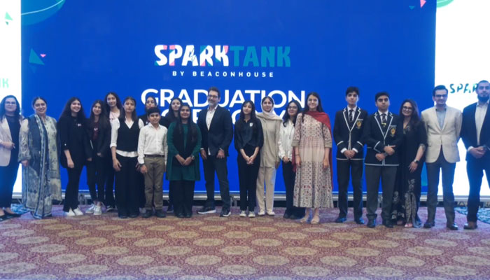 Participation in a group photo during an event organised by the SparkTank by Beaconhouse on June 17, 2025. — Screengrab via Facebook@sparktankofficial