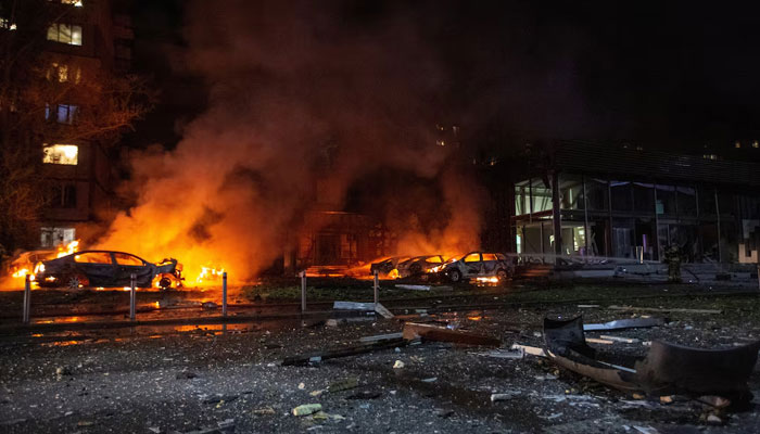 A view shows the site of a Russian drone strike, amid Russias attack on Ukraine, in Kyiv, Ukraine May 4, 2025. — Reuters