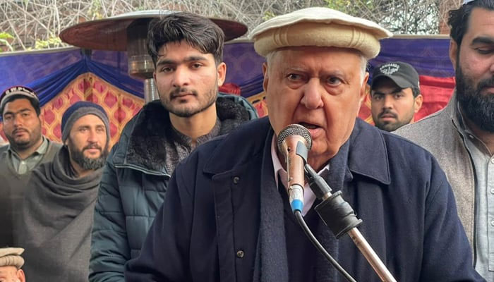 Qaumi Watan Party (QWP) Chairman Aftab Ahmad Khan Sherpao speaks at an event on January 13, 2024. —Facebook@Aftab Ahmad Khan Sherpao