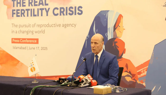 UNFPA’s Representative in Pakistan Dr Luay Shabaneh addresses the media during the launch of the State of World Population Report 2025 held in Islamabad on June 17, 2025. — pakistan.unfpa.org
