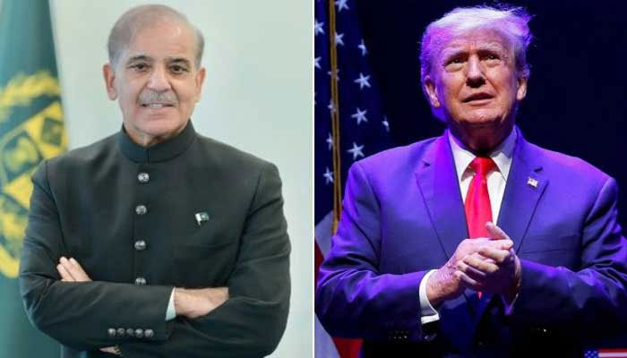 A collage of pictures of Prime Minister Shehbaz Sharif and US President Donald Trump. — X@PakPMO/Reuters