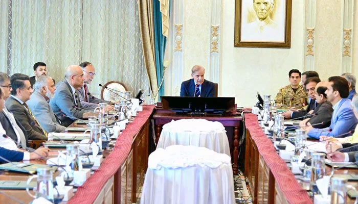 Prime Minister Shehbaz Sharif chairs a review meeting in Islamabad on June 19, 2025. — APP