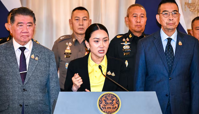 Thailands Prime Minister Paetongtarn Shinawatra speaks during a press conference following a leak on Wednesday of a phone call between her and Cambodias Hun Sen, the influential former premier of Cambodia, amid a border dispute between the two countries, at the Government House, in Bangkok, Thailand, June 19, 2025.—Reuters