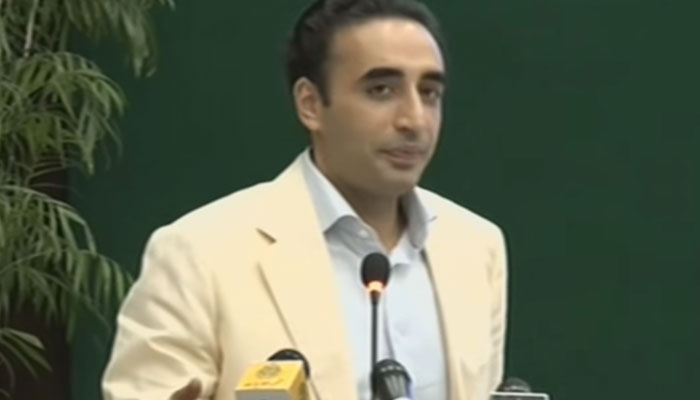 Pakistan Peoples Party (PPP) Chairman Bilawal Bhutto Zardari addressing an event in Karachi on August 1, 2025. — Facebook@BilawalBhuttoZardariPk/Screengrab