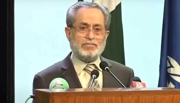 Supreme Courts Justice Jamal Khan Mandokhail addresses an event related to Labour Day in Islamabad on May 1, 2025. &mdash; Screengrab/YouTube/Geo News