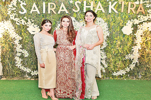 Zara Peerzada, Alyzeh Gabol and Cybil Chowdhry model a range of styles by Saira Shakira.