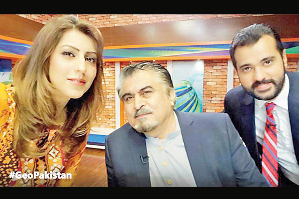 Huma and Usama with Jamal Shah, who they remember as one of the best guests they had on the program.
