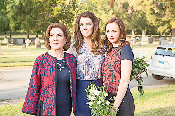 Kelly Bishop, Lauren Graham and Alexis Bledel in a scene from Gilmore Girls revival, which comes out next month on Netflix.
