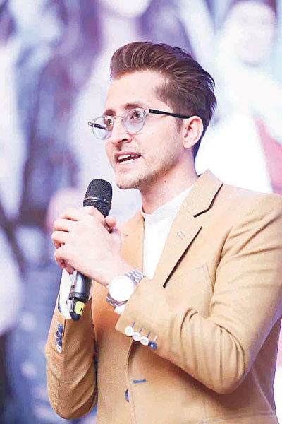 Actor Abdullah Farhatullah, who plays the role of the villain in this film, was moonlighting as the host for the music launch event.