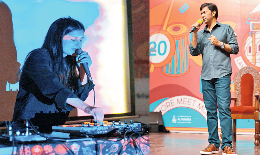 (Right) Zeerak Ahmed aka Slowspin playing her captivating tunes. (Left) Sajjad Ali took the stage on day One.