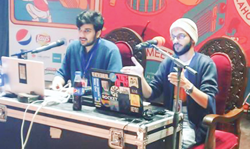 null Noahs Heark and Alien Panda Jury speaking at an interactive workshop during Lahore Music Meet 2017.
