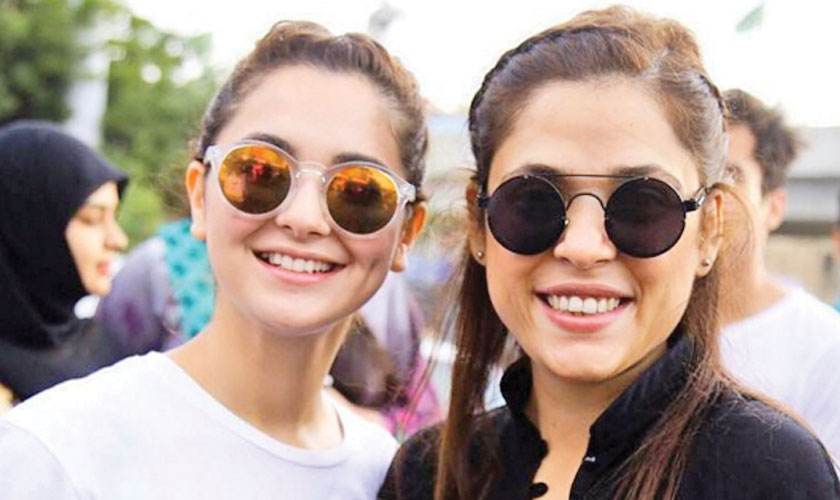 Fizza Ali Meerza with Hania Amir during the promotional tour for Na Maloom Afraad 2, releasing this upcoming Eid.