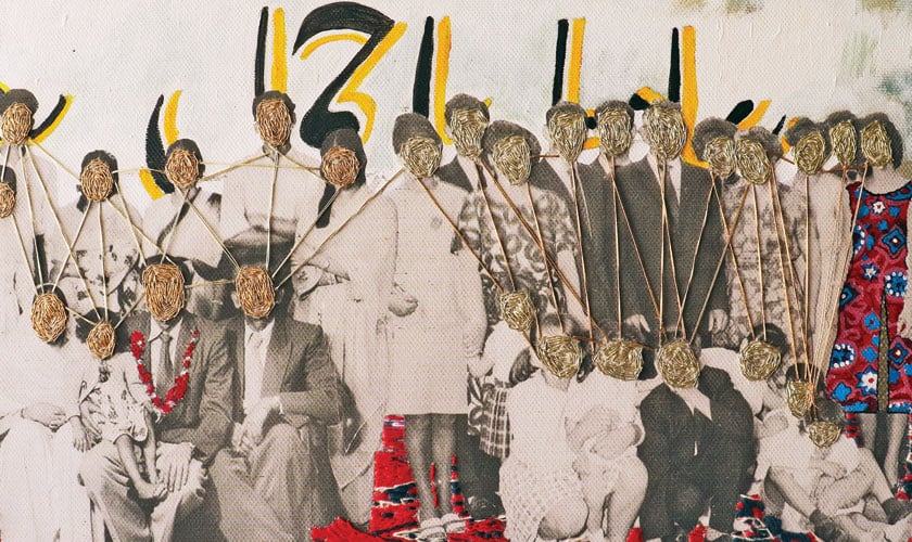 The family portrait (Needlework on inkjet on canvas)