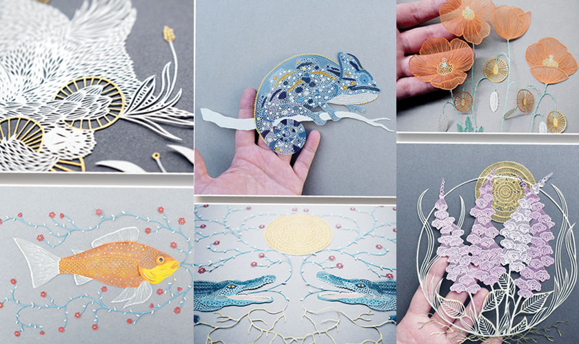 Innumerable cuts transform single sheets of paper into exquisite flora and fauna