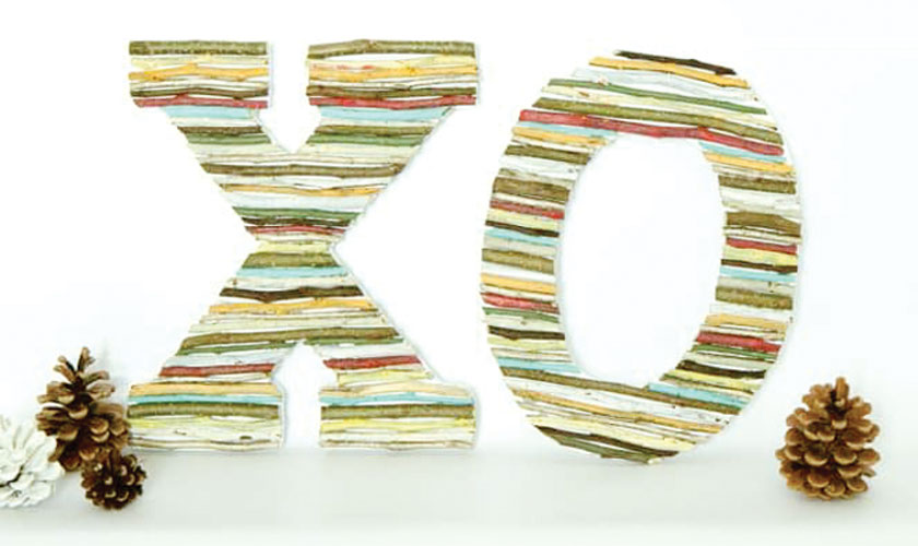 Painted twig wall letters