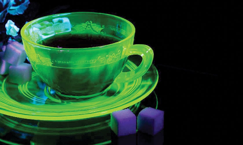 What makes uranium glass collectibles glow?