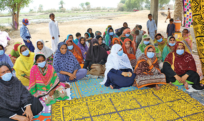 Social mobilisation activity of women at village Piyaro Magsi, District Larkana.