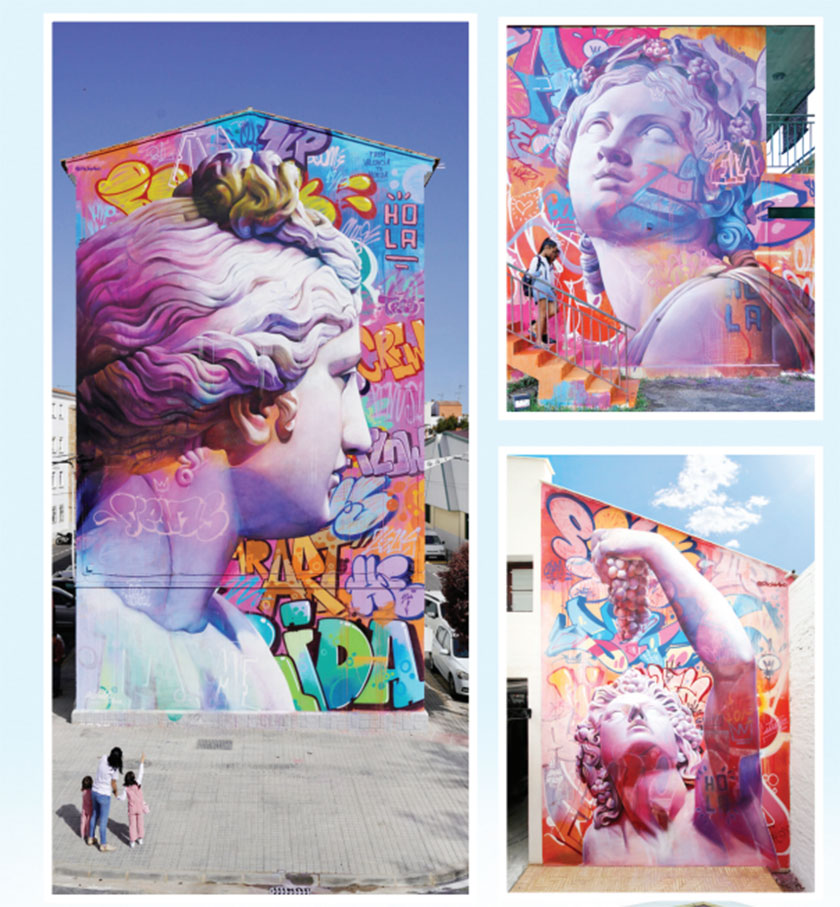 Monumental classical figures and graffiti converge in new murals by PichiAvo