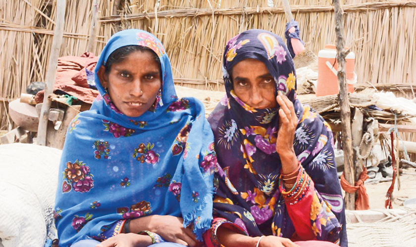 Mumtaz and her daughter-in-law of Goth Maulvi Khair Mohammad, Sanghar District, Sindh