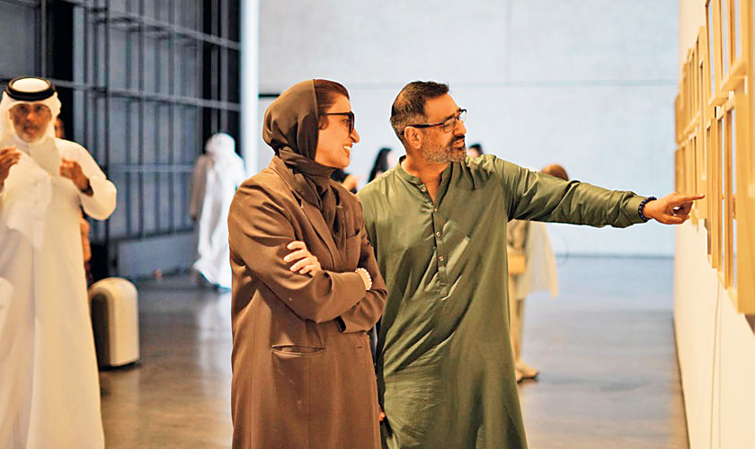 Imran Qureshi & Noura AI Kaabi at the Exhibition, Vanishing Points at Alserkal Art Week in Dubai. Courtesy of Alserkal Avenue.