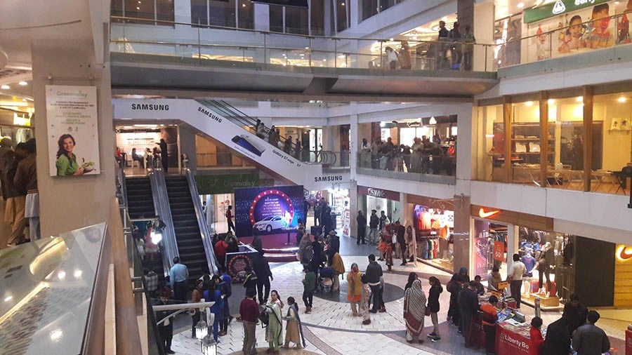 Inside a shopping mall 