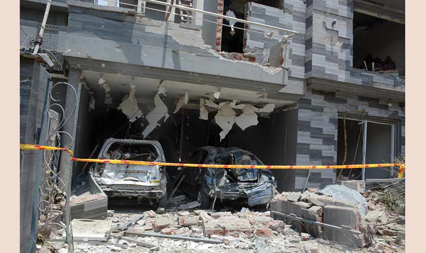 The blast destroyed private property and shattered the windowpanes of several nearby buildings.