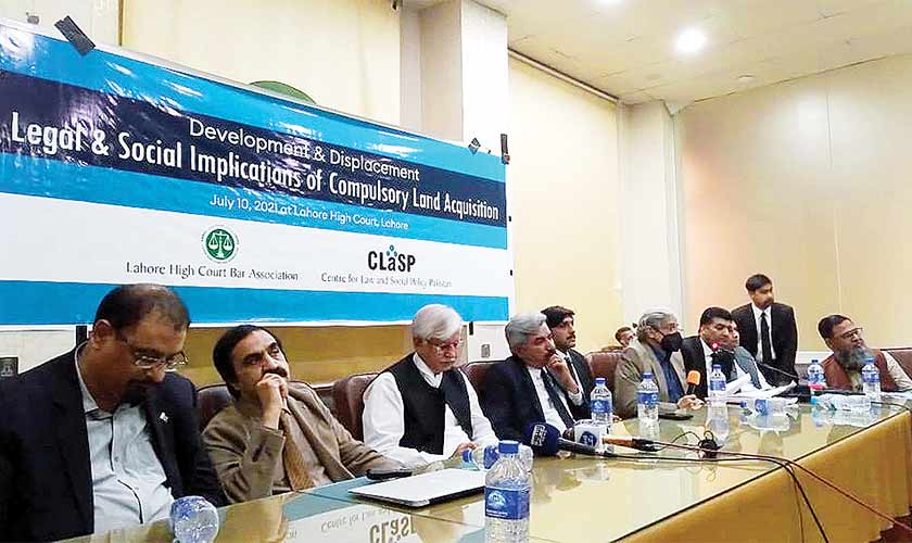 Members of the Lahore High Court Bar Association at a meeting, supposed to thrash out a plan for the Ravi Riverfront Urban Development Project (RRUDP). — Image: Supplied