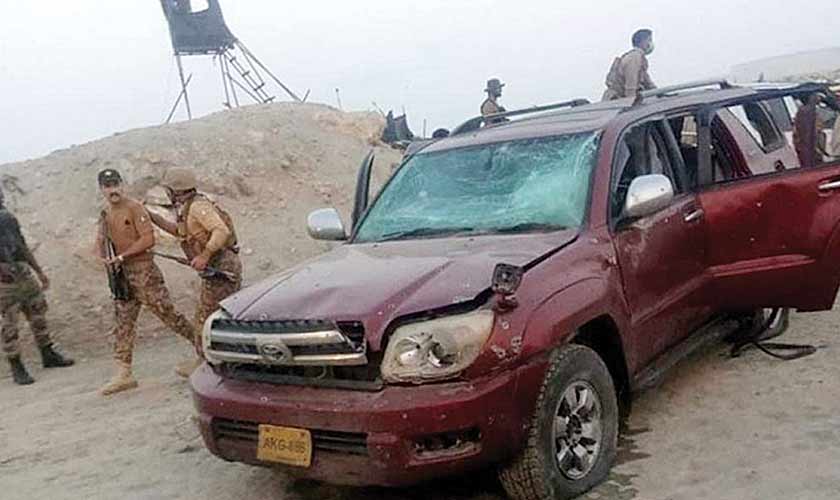 A car at the blast site in Gwadar — Photo courtesy Xinhua