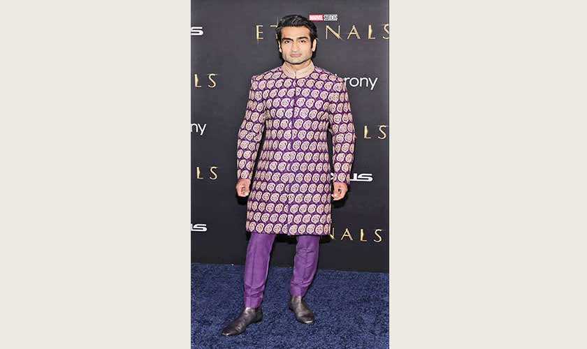 Style File! Kumail Nanjiani dons an Umar Sayeed sherwani at Eternals premiere