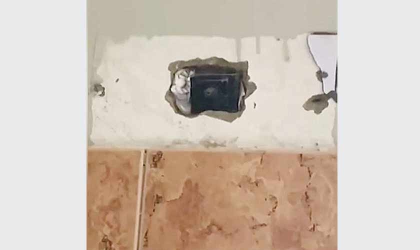 A screengrab of one of the hidden cameras found in the private schools washroom. Photo: Geo News