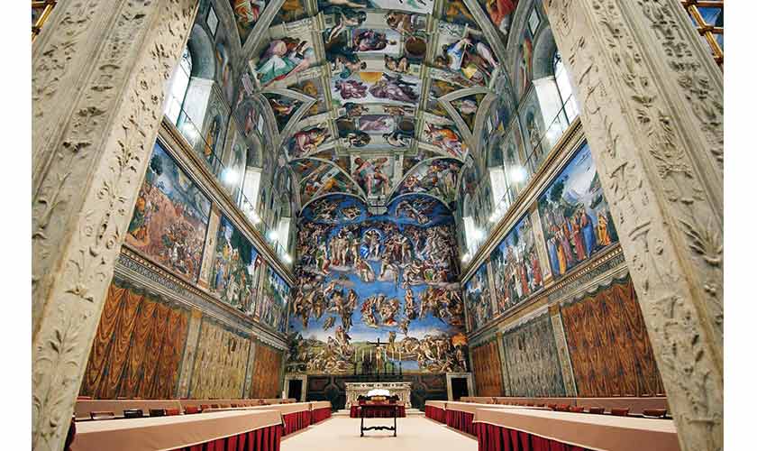 Original frescoes at the Sistine Chapel.